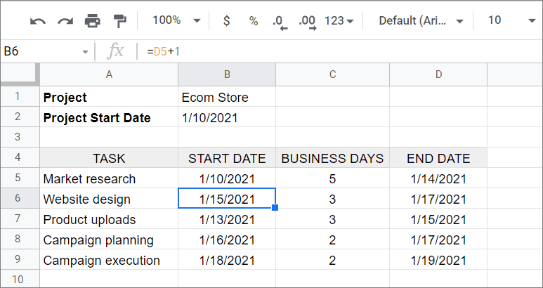 Create task dependency