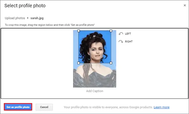 crop and adjust the profile picture
