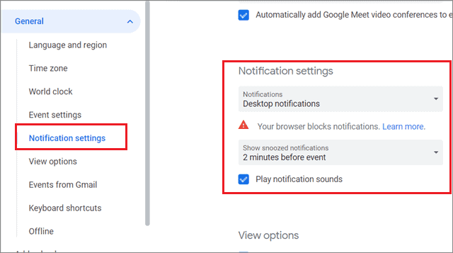 Configure notification settings