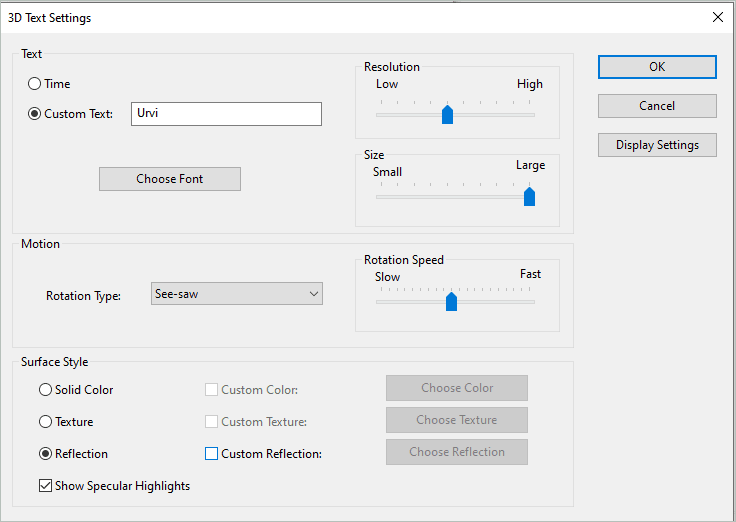Customize the screen saver settings in Windows 10