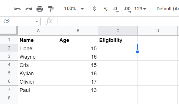 Dataset in a Google sheet