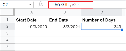 Alternative way of referencing for how to calculate days between two dates
