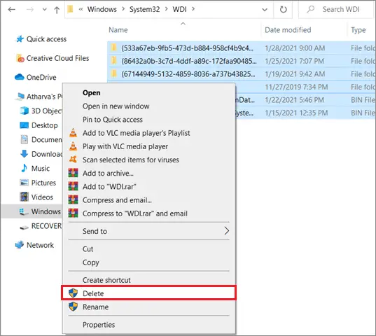 Delete files to fix Windows 10 slow boot issue