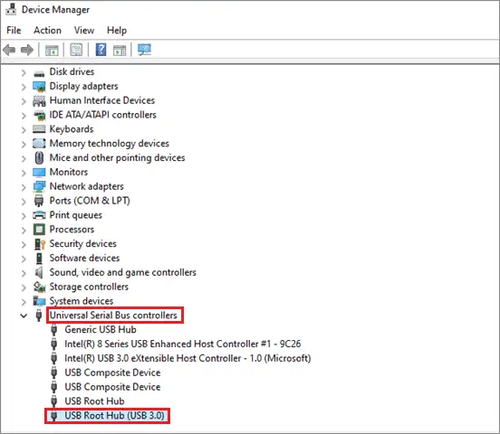 Double-click on the USB Root Hub (USB 3.0)