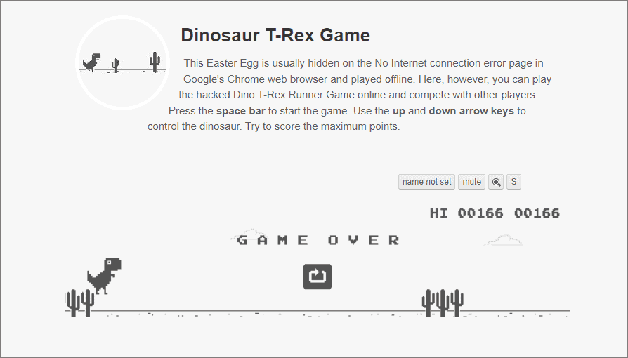 Dinosaur T-Rex no internet game