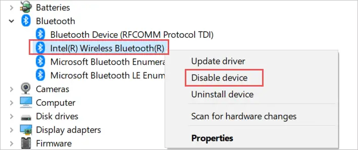 Disable Bluetooth drivers To Fix Bluetooth Disappeared in Windows 10 