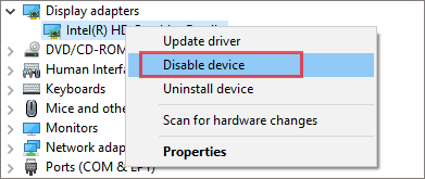 Disable display drivers