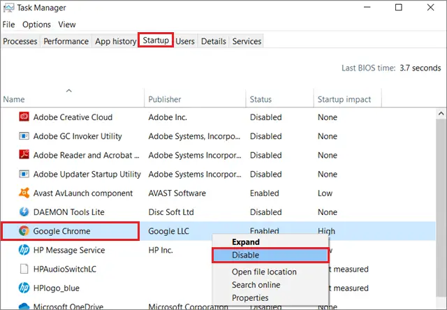 Disable high-impact tasks to fix Windows 10 slow boot issue