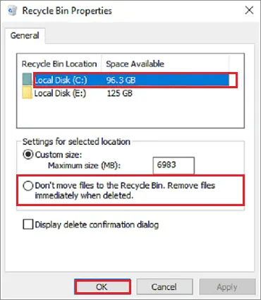 disable recycle bin to remove recycle bin from desktop