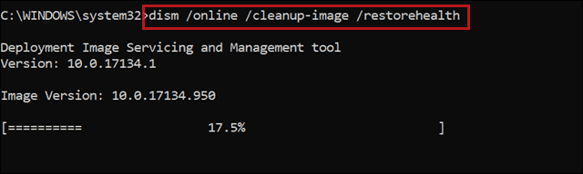 Execute the dism command