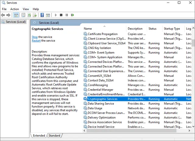 double click cryptographic services