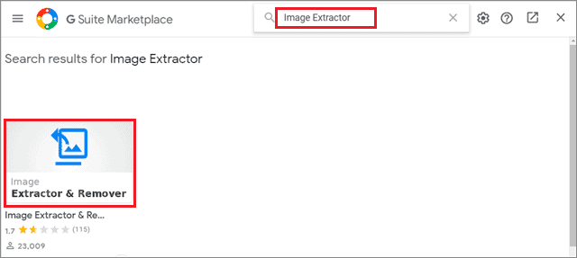 Click on the selected add-on for image extraction