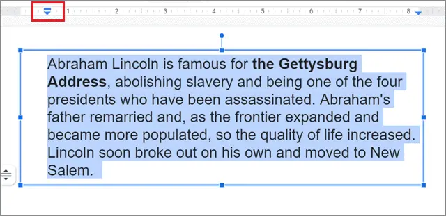 Drag the left Indent control