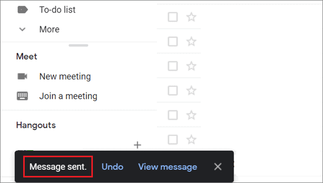 Locate the message sent option