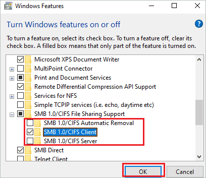 Make changes in SMB 1.0 feature to fix error 0x80004005
