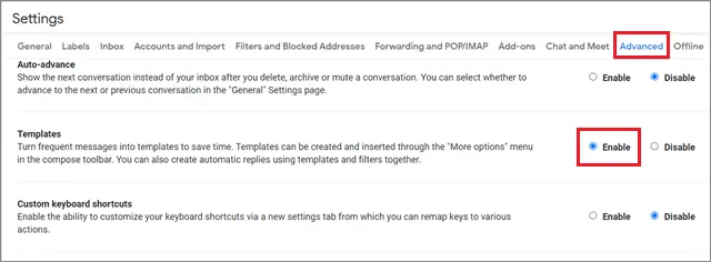Enable templates to use canned responses for how to organize Gmail