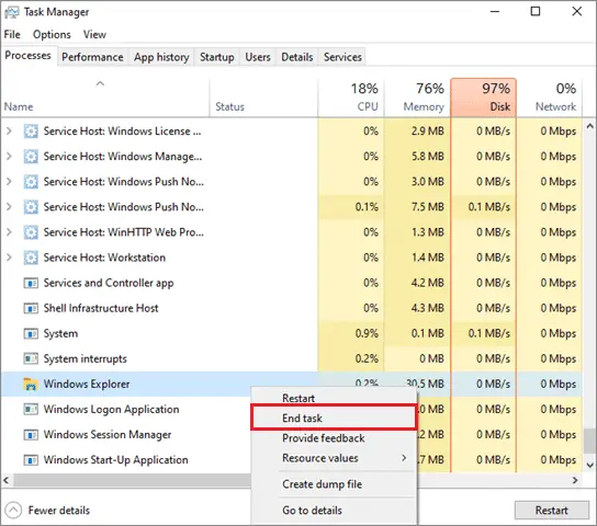 end windows explorer task