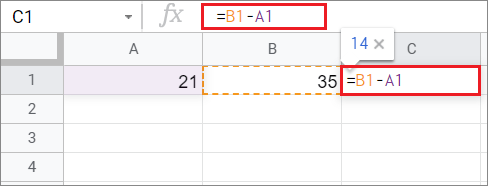 Enter cell referencing formula for how to subtract in google sheets