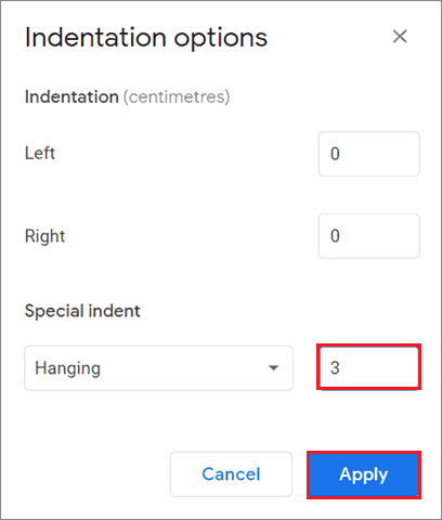 Enter the indent amount for How To Do Hanging Indent On Google Docs