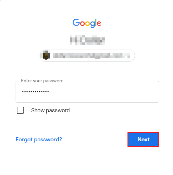  Enter the password and click Next
