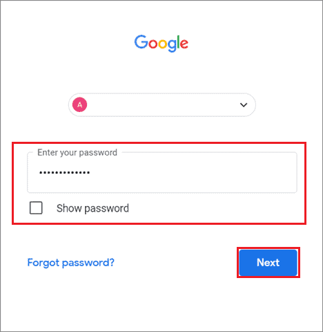 Enter the account password for how to change default gmail account