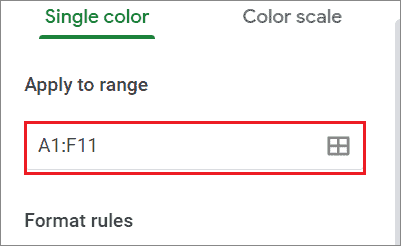 Enter range to select full table