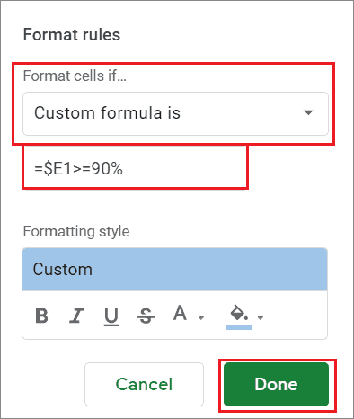 Enter cell values and click Done