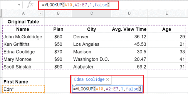 Enter the VLOOKUP formula
