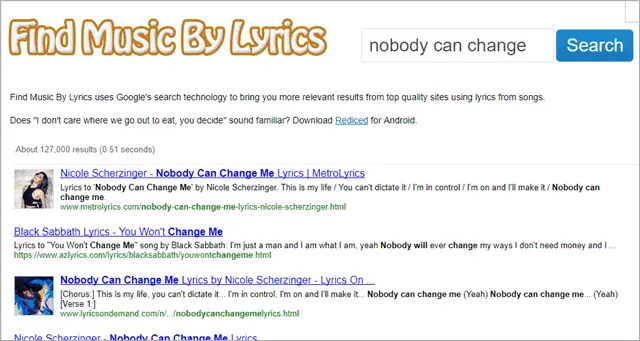 find music by lyrics