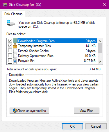 free up disk space windows 10 disk cleanup