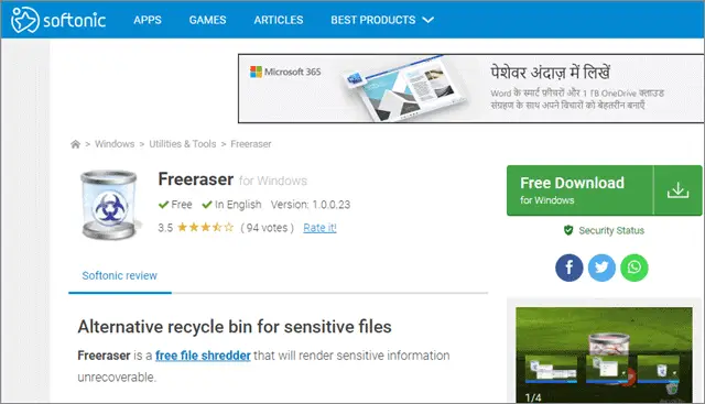 freeraser file shredder