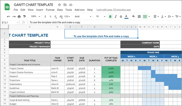 Gantt Chart Template