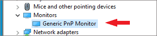 Expand Monitors to find Generic PnP Monitor