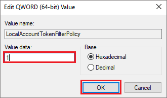 Modify Value data to fix error 0x80004005
