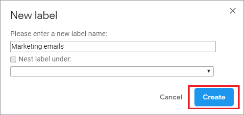 create labels using gmail filters