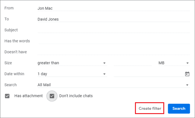 create gmail filters