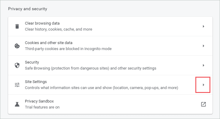 Open Site Settings