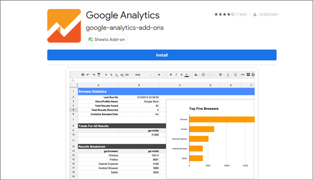 Google Analytics - Google Sheets add-ons