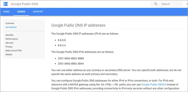 google public dns server
