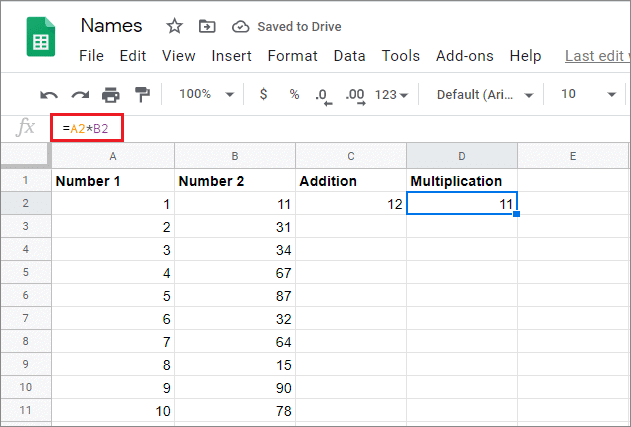 Enter formula in the required cell and press Enter