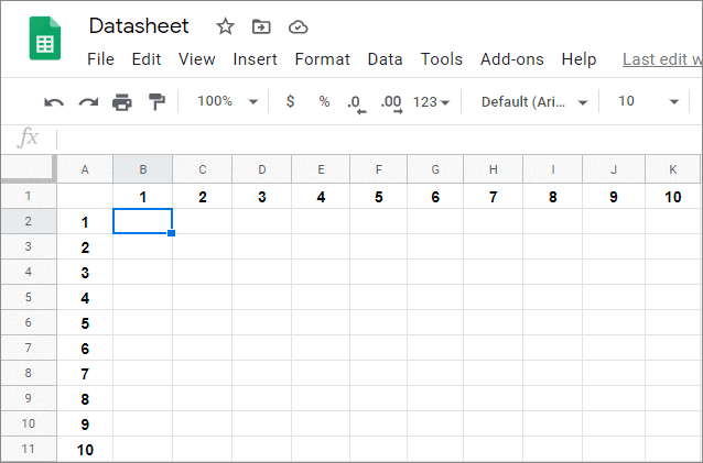 View the sheet to be edited and select the appropriate column for entering the formula