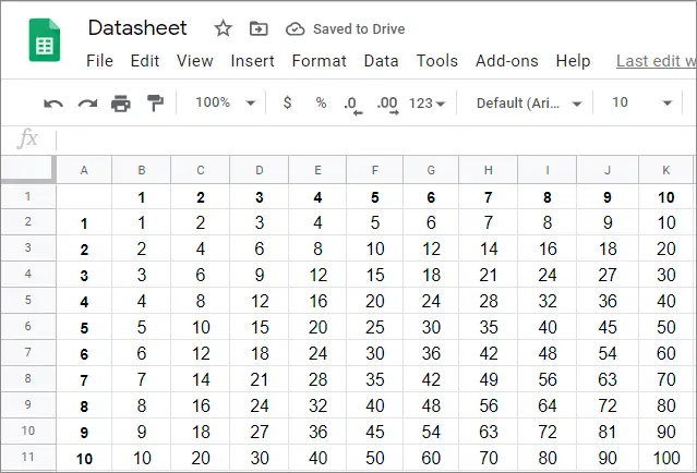 Use fill handle to drag the formula across the sheet and view the results