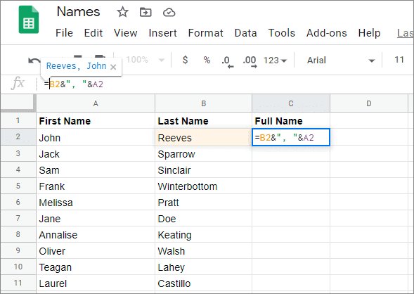 Select the required cell and enter the formula