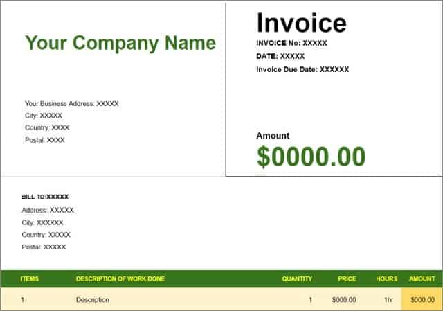 blank invoice template in google docs