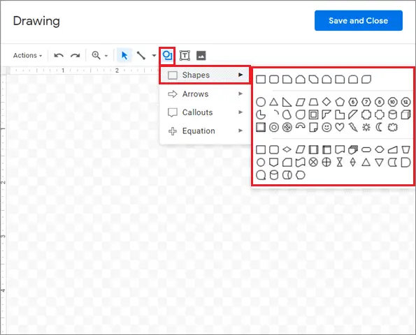 Select a shape to add border in google docs