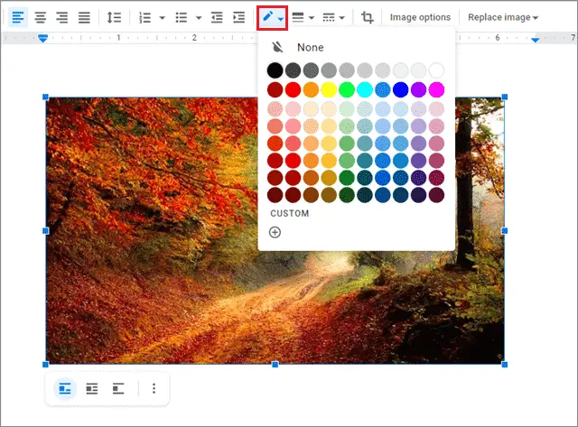 Select the color of the outline by clicking on the Border color option