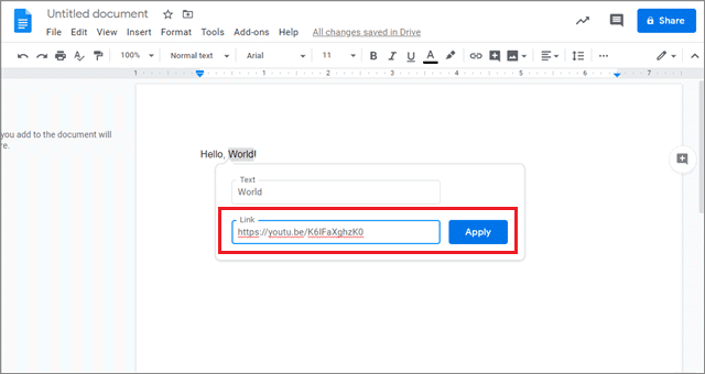 Paste the URL in the document for how to insert video in google docs