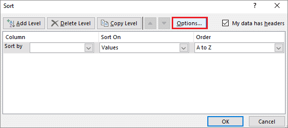Open the Options dialog box
