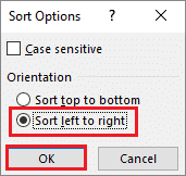 Select sorting options
