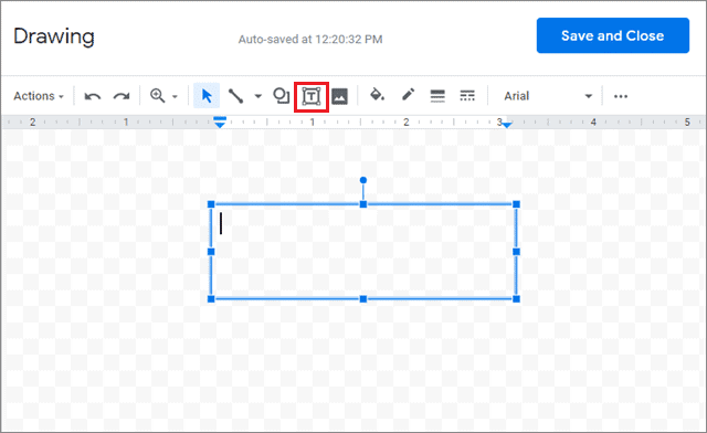 Select the Text option and create a text box